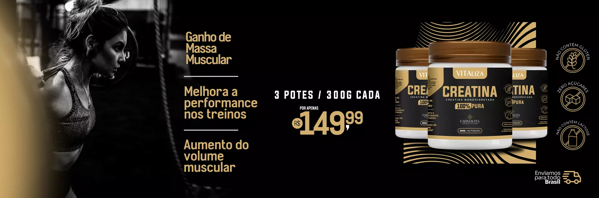 03 Potes de Creatina 